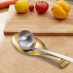 VanlonPro Stainless Steel Spoon Rest, Spatula Ladle Holder, Stainless Steel Utensil Spoon Rest Holder, Brushed Finish, Dishwasher Safe 9.8 x 3.7 Inch (Gold 2PCS)