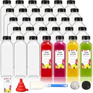 moretoes 31pcs 16oz empty plastic juice bottles with caps, bulk clear beverage containers for juicing drinking milkshake tea and other beverages
