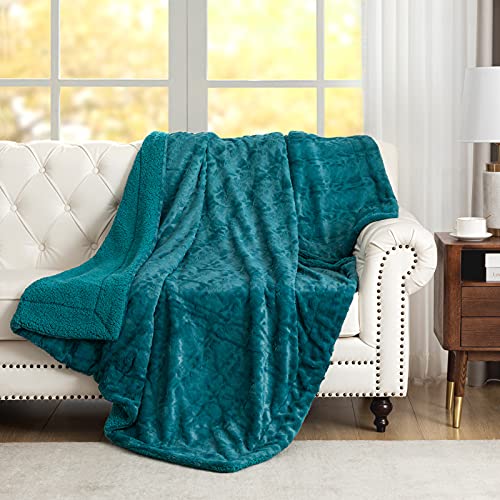 joybest Faux Fur Throw Blanket for Couch, Tie-Dye Reversible Fuzzy Blankets, 50x60 Inches Soft Sherpa Blanket for Sofa and Bed