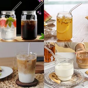 12PCS Reusable Clear Glass Straws shatter resistant Clear Glass Drinking Straw 6 Straight and 6 Bent with 4 Cleaning Brushes Environmentally Friendly Perfect for Smoothies Tea Juice 8.5''x10 MM