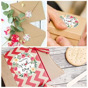 600pcs Happy Mother's Day Stickers, 8 Patterns 1.5 inch Envelope Seals Labels Stickers for Gifts Card Candy Bag Cookie Box Cupcake Dessert Party Favors Decoration