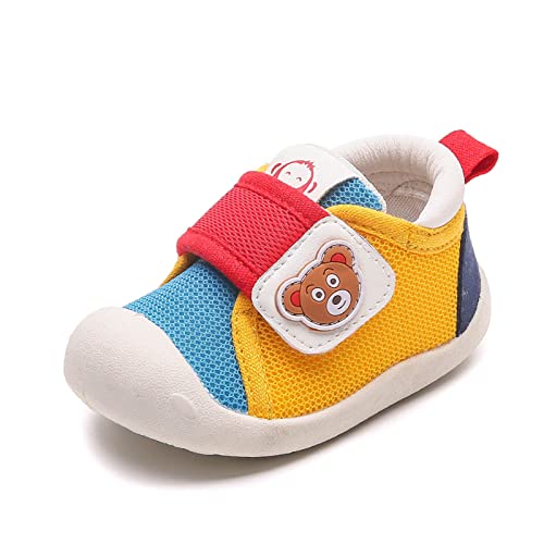 Lykmera Sports Walking Shoes for Baby Boy Girl Infant Non Slip First Walkers Running Shoes Kids Motion Sports Sneaker Shoes (Yellow, 12-15Months)