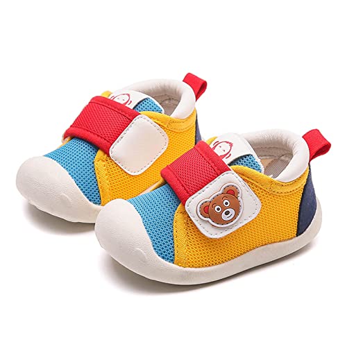 Lykmera Sports Walking Shoes for Baby Boy Girl Infant Non Slip First Walkers Running Shoes Kids Motion Sports Sneaker Shoes (Yellow, 12-15Months)