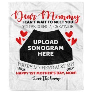 personalized sonogram photo blanket for parents to be customized ultrasound picture blanket for first time mom dad unique custom sonogram picture pregnancy announcement fleece throw (50x60)