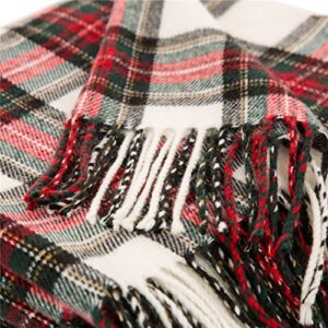 glitzhome 100% Acrylic Dress Stewart Tartan Plaid Throw Blanket with Fringe, 50 x 60 Inch