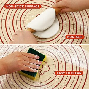 Non Stick 28''x20'' Extra Large Thick Silicone Pastry Mat, with measurements for Non-slip Silicone Baking Sheet, Counter Mat, Dough Rolling, Reusable Bakeware Mats for Cookies, Macarons, Bread, Pizza