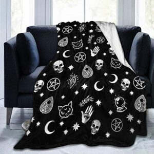 msguide moon gothic pattern throw blanket for couch cozy flannel bed blanket soft lightweight warm decorative blanket for sofa, travel - all seasons suitable for girls boys women men