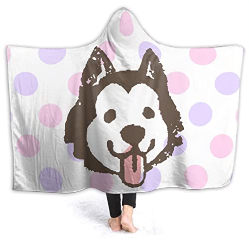 Husky Hooded Blanket, Good Wearable Blanket Gift, Lightweight Flannel Soft and Cozy, 40'' x 50'' for Kid, Sariputra