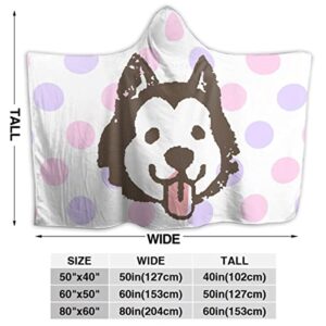 Husky Hooded Blanket, Good Wearable Blanket Gift, Lightweight Flannel Soft and Cozy, 40'' x 50'' for Kid, Sariputra