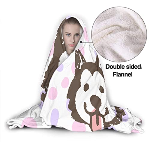 Husky Hooded Blanket, Good Wearable Blanket Gift, Lightweight Flannel Soft and Cozy, 40'' x 50'' for Kid, Sariputra