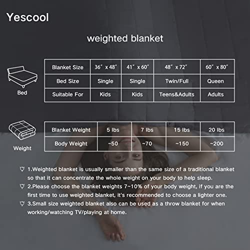 yescool Weighted Blanket for Adults (20 lbs, 60” x 80”, Grey) Cooling Heavy Blanket for Sleeping Perfect for 190-210 lbs, Queen Size Breathable Blanket with Premium Glass Bead