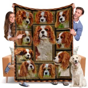throw blanket king charles cavalier dog blankets fuzzy fleece soft blanket cozy warm travel blanket for couch sofa or bed, dogs lover gift, 50 x 60 inch