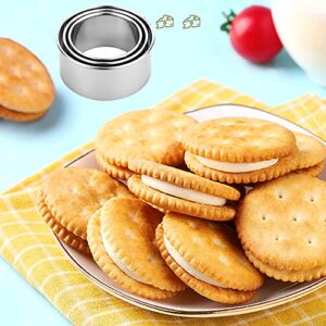 Cookie Cutters - Biscuit Cutters/Stainless Steel Dumpling Cutters/Cake Pastry Cutters / Cake Cookie Scone Cutters Molds stamps for Cooking Baking ( 3Pcs, Round Edge)