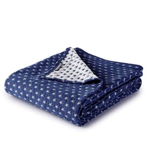 Sterling Creek Dawson Star Muslin Cotton Blanket Three Layers Lightweight Breathable Gauzy Blanket for Adults, All Season (Throw, Navy)