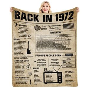 budalagong 51st birthday gift for women men, 51st anniversary wedding gifts, back in 1972 blanket decorations for husband wife dad mom (51 white, 60 * 50)