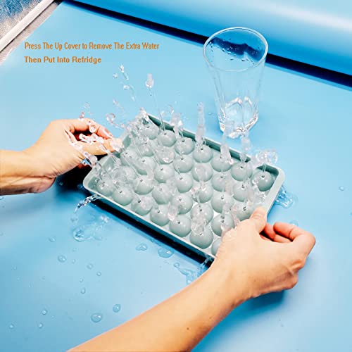 TaoQi Round Ice Cube Tray With Lid Ice Mold Ice Maker, Circle Ice Ball Cube Tray, Making 1.2in*99 Pieces Ice Balls for Chilling Drining, Beer, Coffee, for Fruit, Meat Preservation