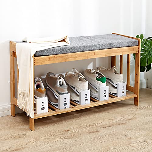 ZANBANG Shoe Slots Organizer for Closet Organization, 20 Pack Removable Shoe Stacker with 3 Level (White)