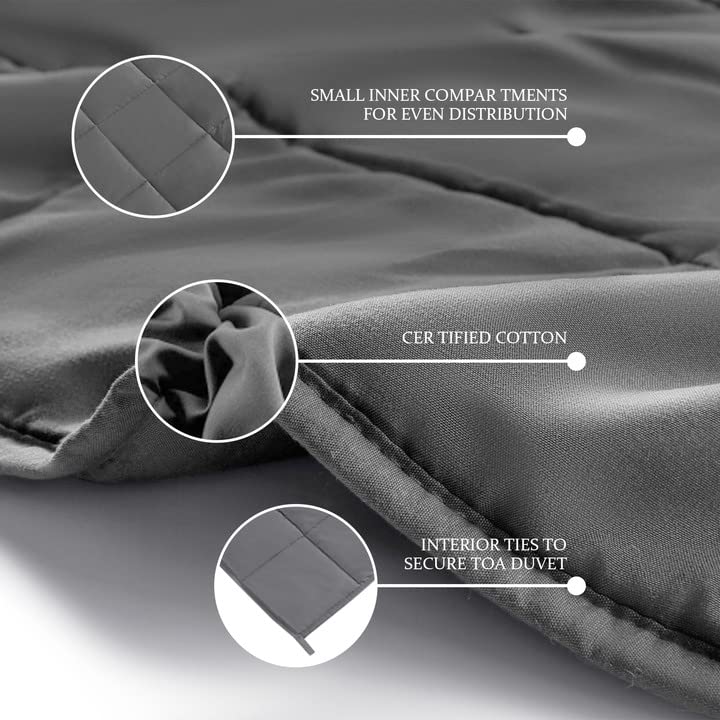 CYMULA Weighted Blanket for Adults 15lbs 60"x 80" Queen Size Dark Grey Cooling Weighted Blankets for 140-180 lb