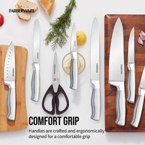 Farberware Self-Sharpening 13-Piece Knife Block Set with EdgeKeeper Technology, High Carbon-Stainless Steel Kitchen Knives, Razor-Sharp Knife Set with Wood Block, Black