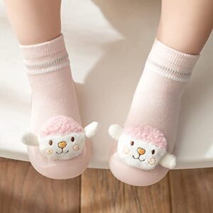 Lykmera Infant Toddler Shoes Sheep Socks Cute Cartoon Sheep Socks Shoes Toddler Floor Shoes Infant Shoes Socks (Pink, 15-18Months)