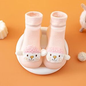 Lykmera Infant Toddler Shoes Sheep Socks Cute Cartoon Sheep Socks Shoes Toddler Floor Shoes Infant Shoes Socks (Pink, 15-18Months)