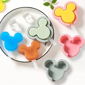 silicone popsicle molds, cute ice pop molds reusable cake pop mold set with lid popsicle sticks, easy release bpa free cartoon ice cream mold for kids