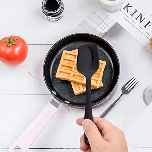 HOTEC Food Grade Silicone Rubber Spatula Set for Kitchen Baking, Cooking, and Mixing High Heat Resistant Non Stick Dishwasher Safe BPA-Free Black Set of 5