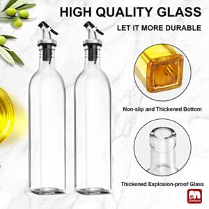 GMISUN Olive Oil Dispenser Bottle, Oil Dispenser Bottle for Kitchen, Cooking Oil and Vinegar Dispenser Set 4Pack, Glass Oil Container Cruet-Oil Pourer Spout, Funnel and Labels, Clear for Oil, Vinegar