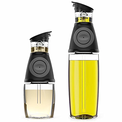 Olive Oil Dispenser - Oil Dispenser Bottle for Kitchen, Oil and Vinegar Dispenser Set, Olive Oil Bottles for Kitchen – Coffee Syrup Dispenser, Mouthwash Dispenser, 2 Pack (Glass Bottles)