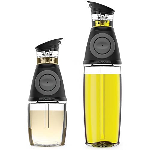 Olive Oil Dispenser - Oil Dispenser Bottle for Kitchen, Oil and Vinegar Dispenser Set, Olive Oil Bottles for Kitchen – Coffee Syrup Dispenser, Mouthwash Dispenser, 2 Pack (Glass Bottles)