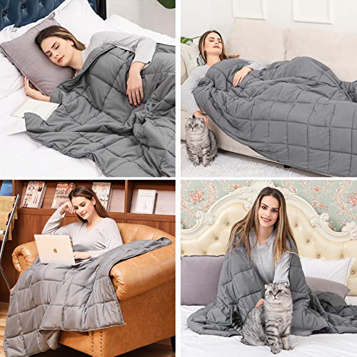 BETU Weighted Blanket for Adults (12lbs, 48"x72" Twin Size) - Cooling and Breathable Heavy Blanket for 110-130lbs with Premium Glass Beads - Soft Thick Blanket for All-Season Sleeping Comfort - Grey