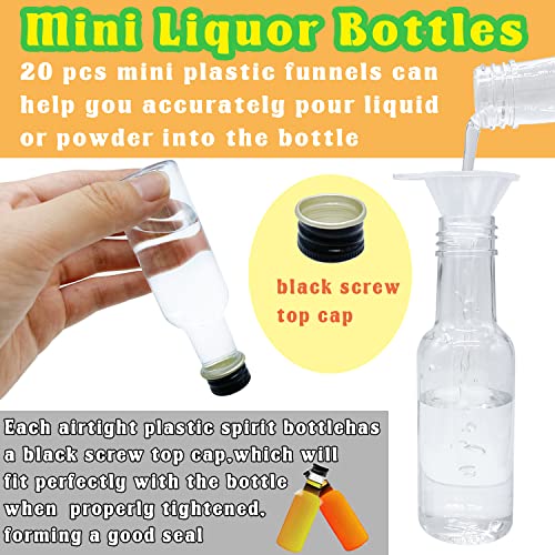 Mini Liquor Bottles,50 Pack Empty Spirit Bottles with Black Cap,1oz/30ml Mini Alcohol Bottles with 20 Funnels,Miniature Bottles for Weddings,Party Favors