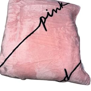 Victoria's Secret Pink Sherpa Blanket Color Rose Pink/Black Script Size 50”x60” Super Soft New