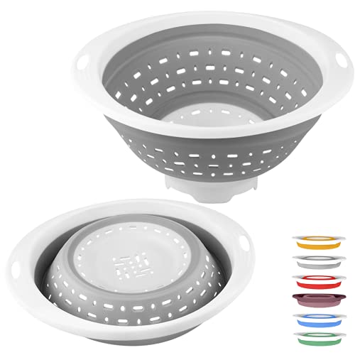 QiMH Collapsible Colander and Strainer, 5 Quart(1.25 gal), Heavey Duty Kitchen Drainer Basket for Pasta, Veggies and Fruits, New Home Apartment Essentials