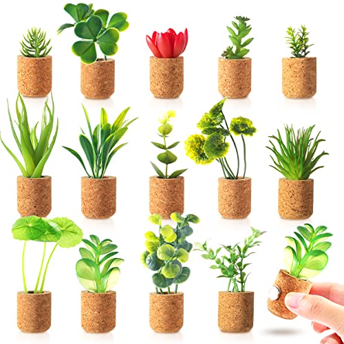 JUSTDOLIFE Plant Fridge Magnets-Mini Succulent Magnets Artificial Plants Refrigerator Magnets Potted Succulent Plants Magnet Stickers Cute for Magnet Boards Fridge Home Office Decor