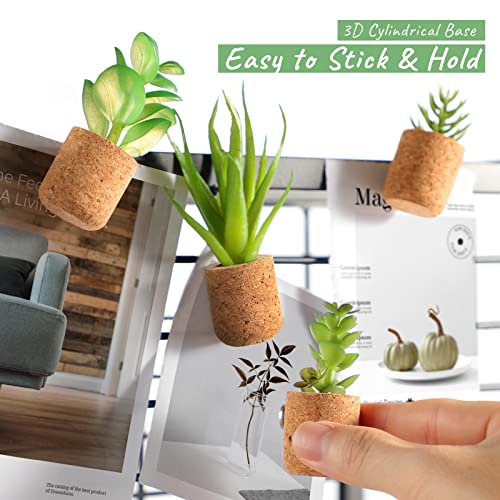 JUSTDOLIFE Plant Fridge Magnets-Mini Succulent Magnets Artificial Plants Refrigerator Magnets Potted Succulent Plants Magnet Stickers Cute for Magnet Boards Fridge Home Office Decor