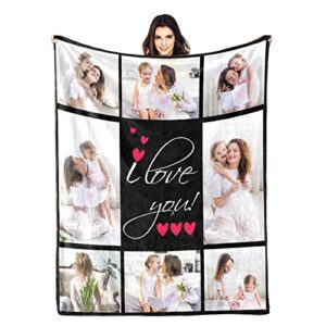 personalized blanket with photo text - custom picture collage flannel blankets throws for sofa bed customized blanket birthday anniversary valentines day gifts for lovers family friend