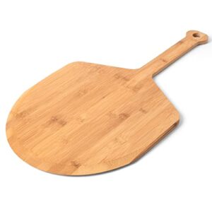azlan's essentials wood pizza peel 16 inch - sustainably sourced wooden bamboo pizza paddle with ergonomic handle for baking homemade pizza and bread, no split or cracks, extra large.