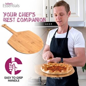 Azlan's Essentials Wood Pizza Peel 16 Inch - Sustainably Sourced Wooden Bamboo Pizza Paddle with Ergonomic Handle For Baking Homemade Pizza and Bread, No Split or Cracks, Extra Large.