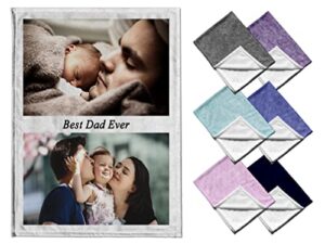 customized blankets with photos – personalized photo blankets for family, birthday, anniversary – soft fleece picture collage blanket (best dad ever)