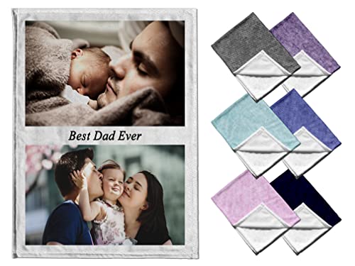 Customized Blankets with Photos – Personalized Photo Blankets for Family, Birthday, Anniversary – Soft Fleece Picture Collage Blanket (Best Dad Ever)