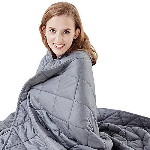 HYPNOSER Weighted Blanket Twin Size (15 lbs 48"x72") for Kids and Adults | Heavy Blanket for Better Sleep, Fits Twin or Full Size Beds (Dark Grey)