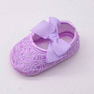 Lykmera Baby Girls Soled Soft Non-Slip Bowknot Girls Shoes Crib Shoes Footwear Baby Shoes Soccer Cleats Shoes for Baby Girl (Purple, 13)