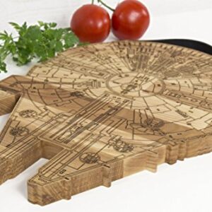 Millennium Falcon Board - Wooden Cutting Board - Engraved Wooden Plate - Rustic Cutting Board - Futuristic Serving Platter - Valentines Gift