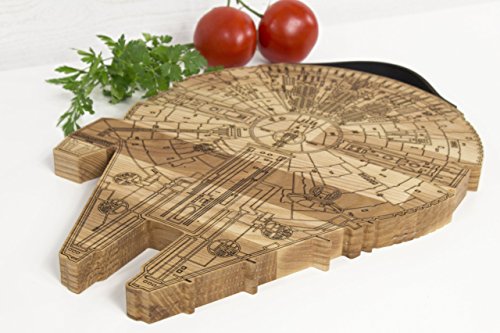 Millennium Falcon Board - Wooden Cutting Board - Engraved Wooden Plate - Rustic Cutting Board - Futuristic Serving Platter - Valentines Gift