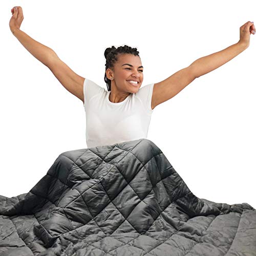 HYPNOSER Adult Weighted Blanket Queen Size (20 lbs, 60''x80'', Grey) | Cooling Heavy Blanket | Breathable Material with Pure Glass Beads