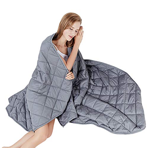 HYPNOSER Adult Weighted Blanket Queen Size (20 lbs, 60''x80'', Grey) | Cooling Heavy Blanket | Breathable Material with Pure Glass Beads