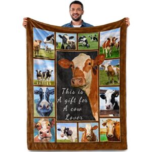 cow blanket gifts for women kids boys men cow lovers animal print throw blanket home bedroom living room decor soft plush cozy bed couch fleece lightweight blanket 50"x60"