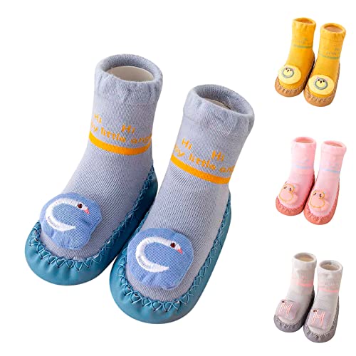 Lykmera Autumn Winter Socks Shoes for Baby Girl Boy Comfortable Toddler Shoes Cartoon Pattern Cotton Socks Shoes (Pink, 0-6 Months)