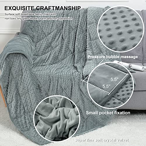 Alomidds Weighted Blanket (60"x80",20lbs Queen Size - Grey), Weighted Blankets for Adults and Kids, Cooling Breathable Soft and Comfort Minky, Heavy Blanket Microfiber Material with Glass Beads